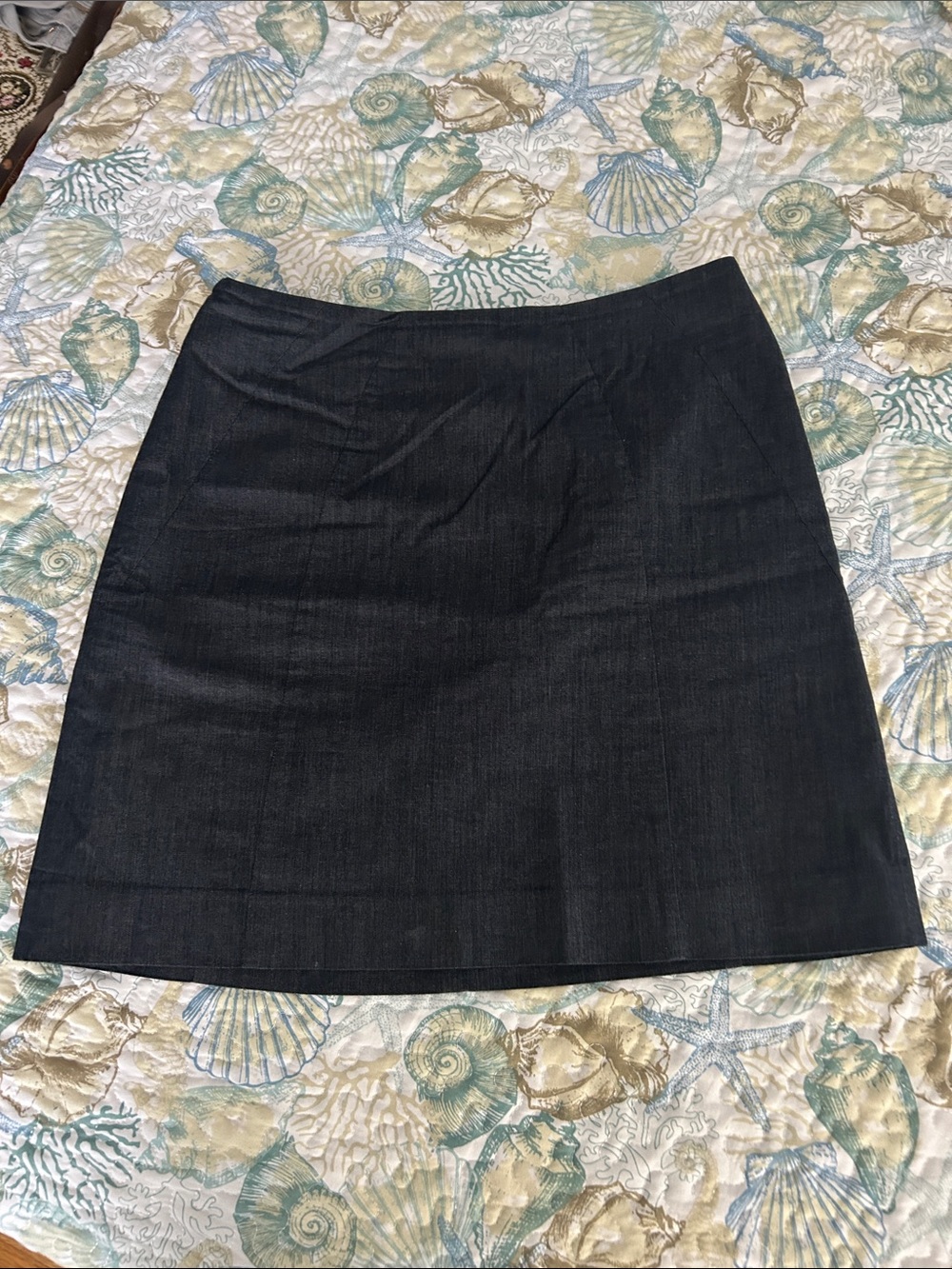 LOFT Classic Dark Denim colored cotton A-Line Skirt